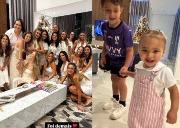Bruna Biancardi curte confraternização de fim de ano com mãe do 1º filho de Neymar