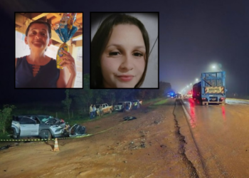 Mãe e filha morrem em acidente entre carro e caminhão na MT-343