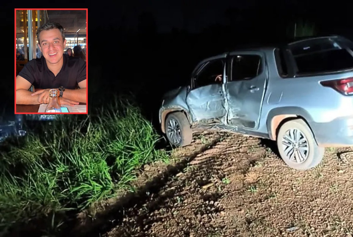 Irmão de Janaina Riva sofre acidente e capota carro após atingir veículo com idosos e criança