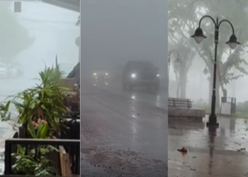 Vídeo mostra Chapada coberta por neblina e garoa neste domingo; veja vídeo