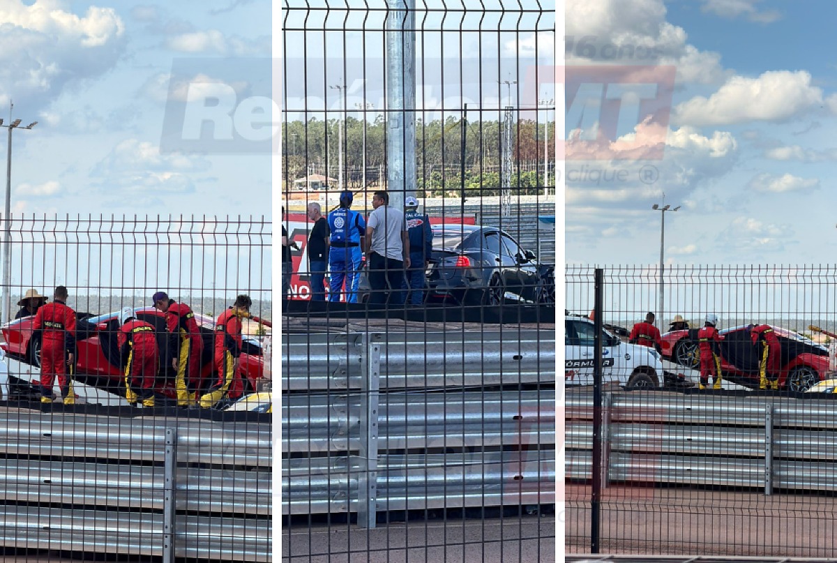 Tesla bate em Ferrari durante desfile de carros na Fórmula Truck em Cuiabá