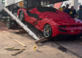 Veja como ficou Ferrari após acidente com Tesla no Parque Novo Mato Grosso