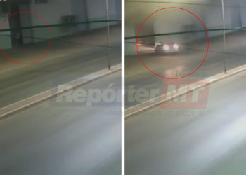 Carro flagrado saindo de depósito da Educação de Várzea Grande instantes antes de incêndio é de vigilante