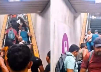 Escada rolante do MetrôRio 'buga', muda de sentido e causa confusão