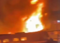 Incêndio atinge fábrica de velas no Jabaquara e teto desaba